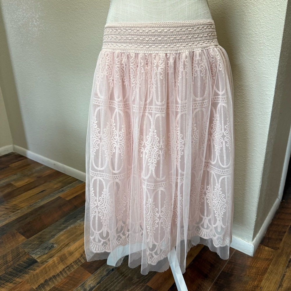 Alya Pink Lace A-Line Skirt